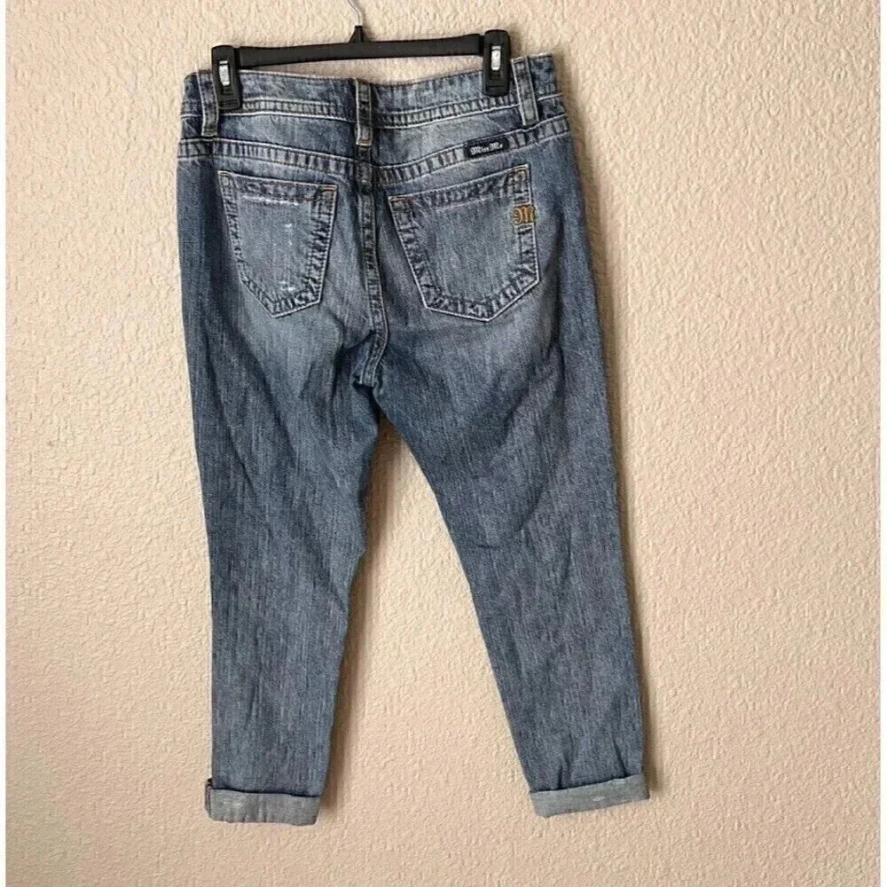 Miss Me Womens Lightwashed Distressed Boyfriend Ankle Denim Jeans Size 26 - Picture 2 of 15